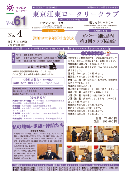 2022-23年度　vol.61　週報No.4