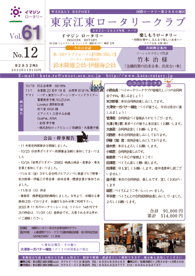 2022-23年度　vol.61　週報No.12