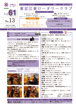 2022-23年度　vol.61　週報No.13