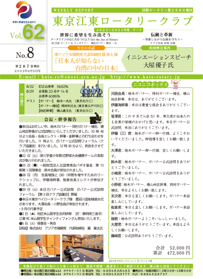 2023-24年度　vol.62　週報No.08