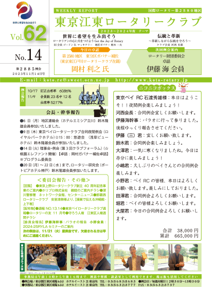2023-24年度　vol.62　週報No.14