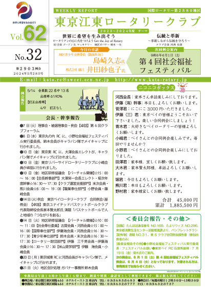 2023-24年度　vol.62　週報No.32