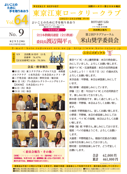 2025-26年度 vol.64 週報No.09