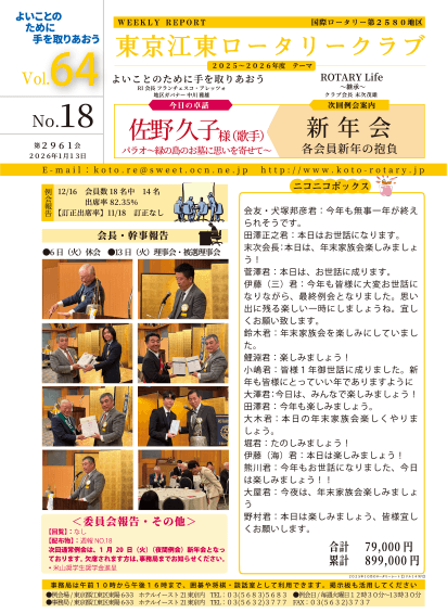 2025-26年度　vol.64　週報No.18